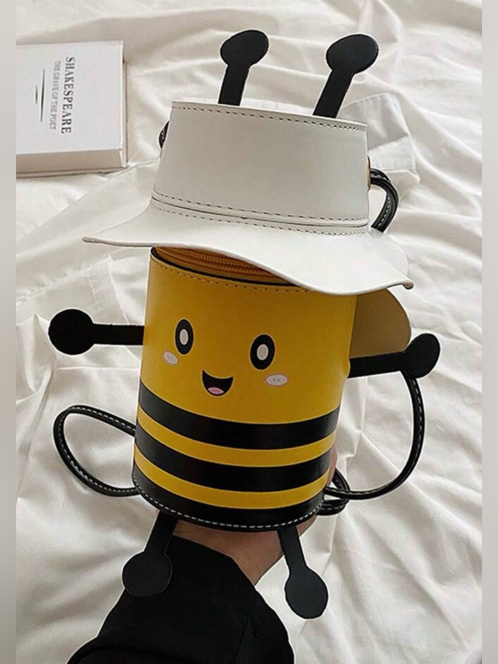 🐝 NEW 🐝 Cute Bee Crossbody Bag – Yellow and Black with White Hat 🐝
